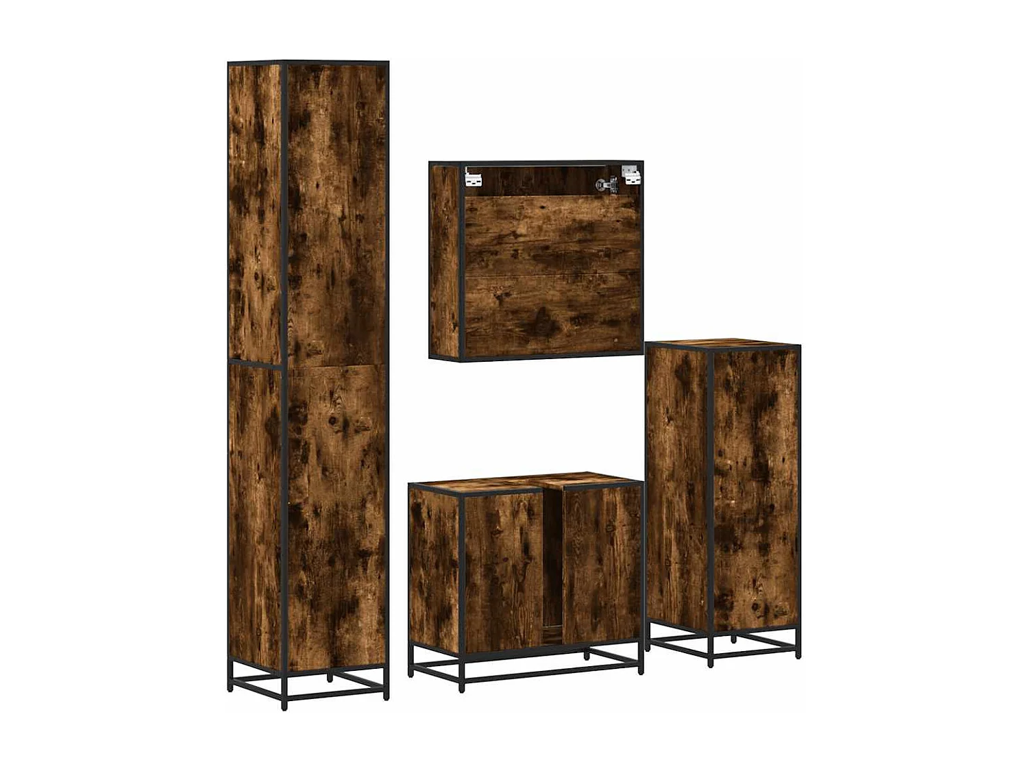 Ensemble meubles salle de bain 4 pcs chêne fumé bois ingénierie