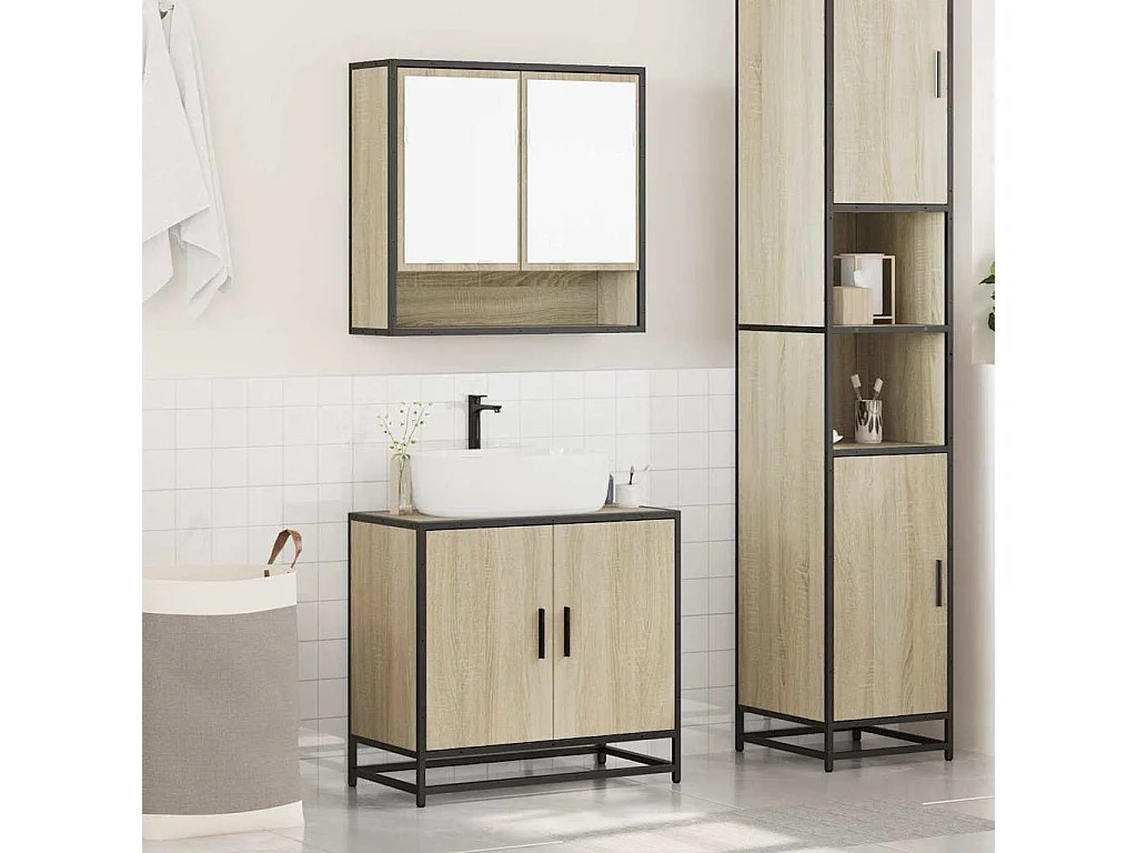 Ensemble de meubles de salle de bain 2 pcs chêne sonoma