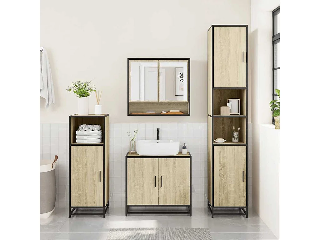 Ensemble de meubles de salle de bain 2 pcs chêne sonoma