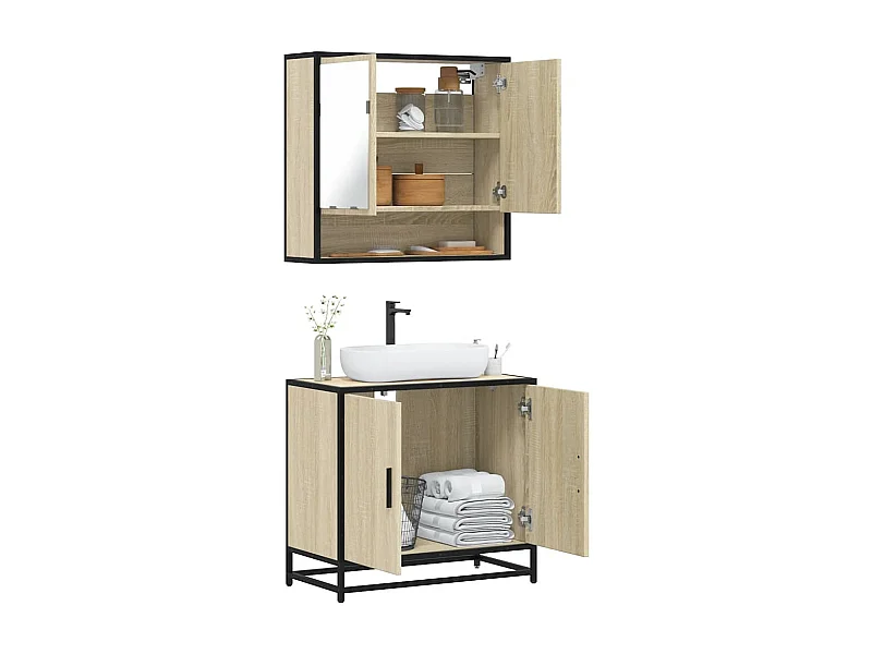 Ensemble de meubles de salle de bain 2 pcs chêne sonoma