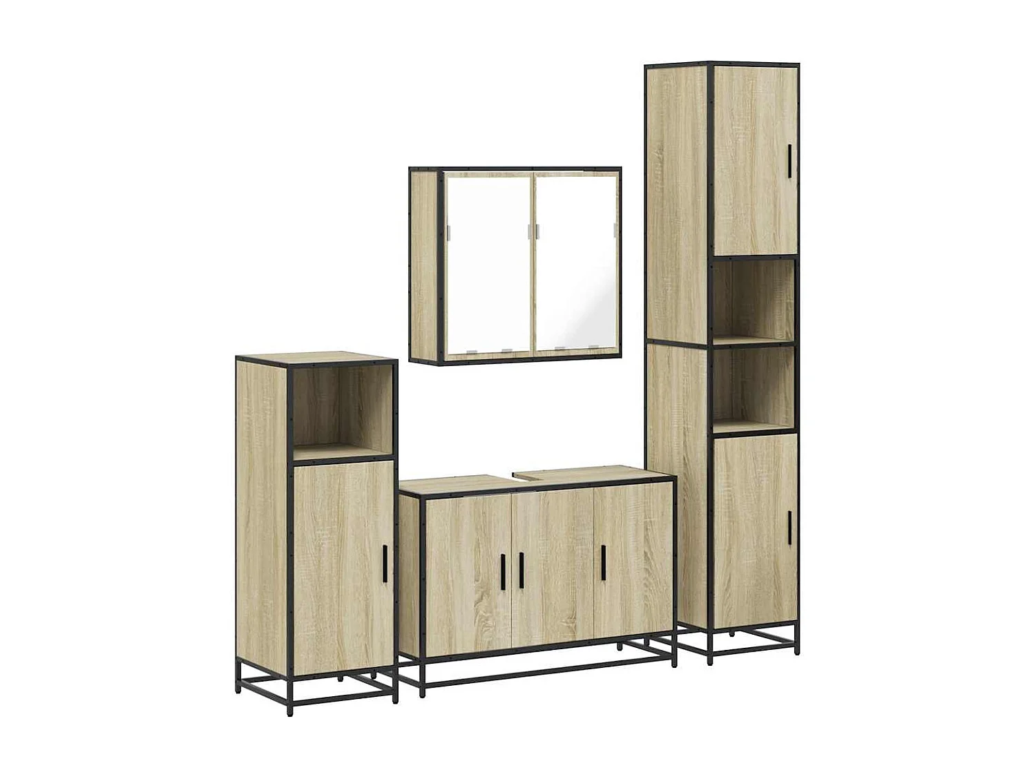 Ensemble de meubles de salle de bain 4 pcs chêne sonoma