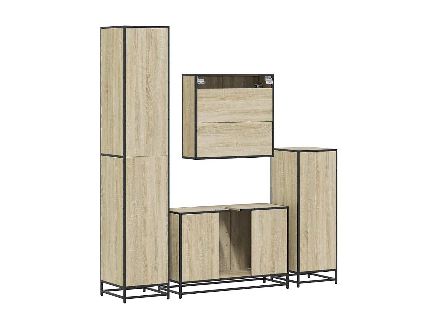 Ensemble de meubles de salle de bain 4 pcs chêne sonoma