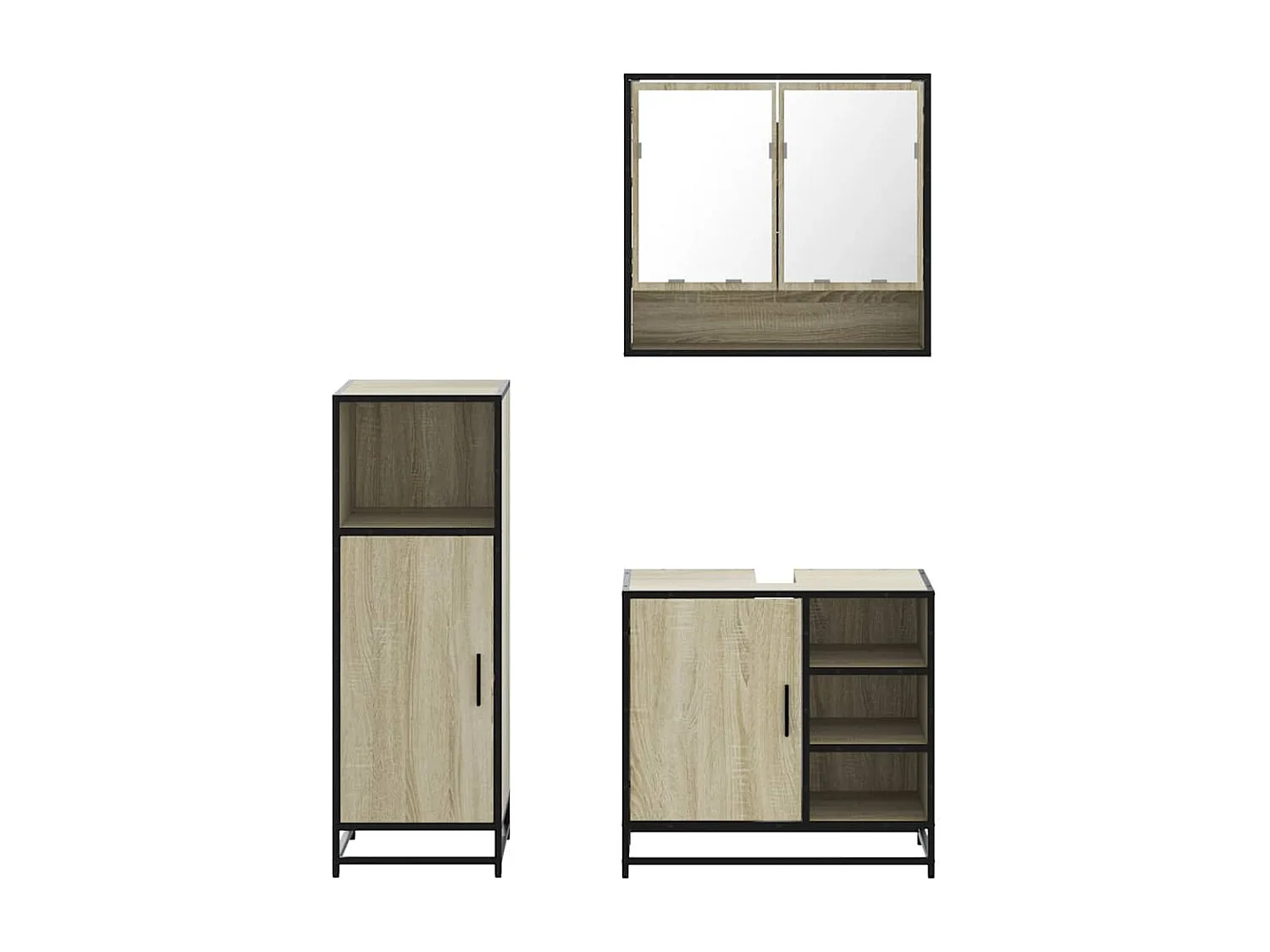 Ensemble de meubles de salle de bain 3 pcs chêne sonoma