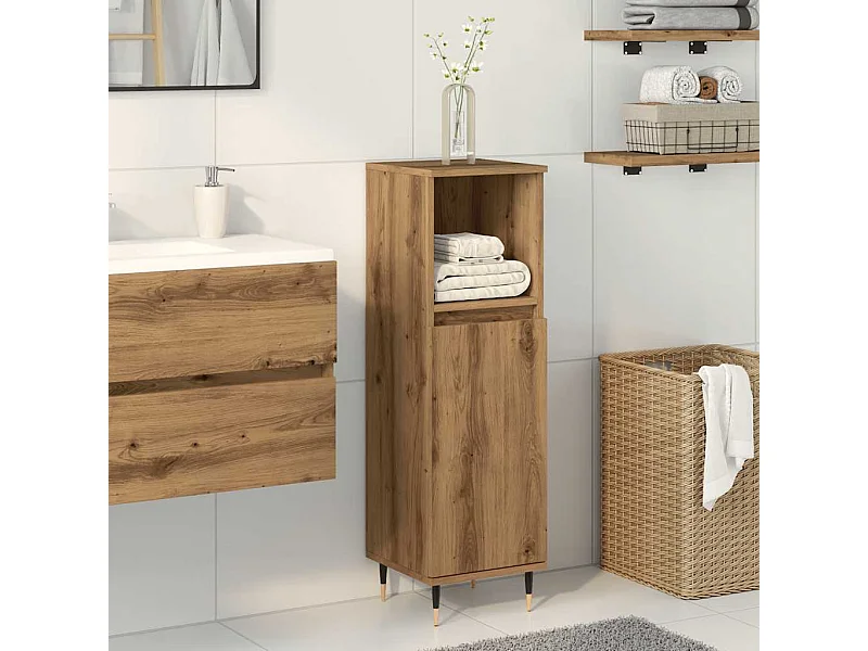 Armoire de salle de bain chêne artisanal 30x30x100 cm