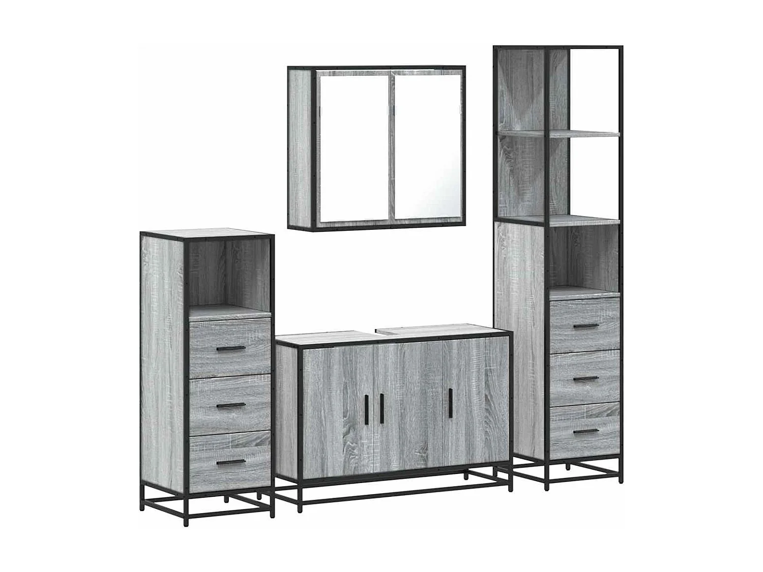 Ensemble de meubles de salle de bain 4 pcs sonoma gris