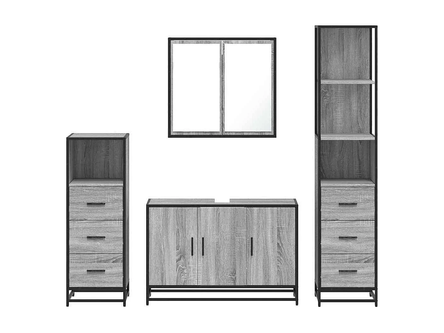 Ensemble de meubles de salle de bain 4 pcs sonoma gris