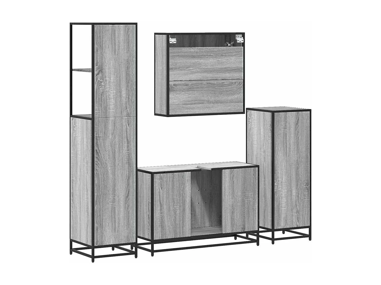 Ensemble de meubles de salle de bain 4 pcs sonoma gris