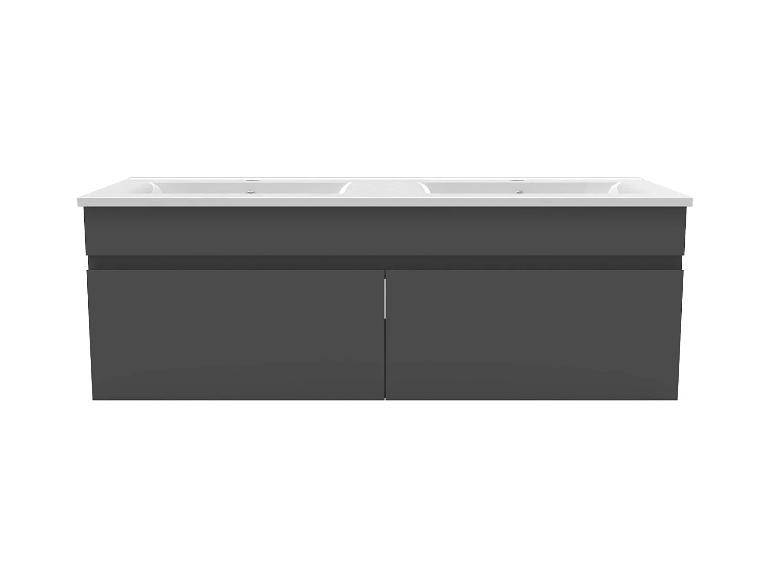 AICA Ensemble meuble Salle de Bain suspendu Anthracite avec 2 portes + double vasque en céramique, L x W x H：120x45x40cm