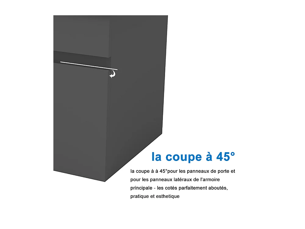 AICA Ensemble meuble Salle de Bain suspendu Anthracite avec 2 portes + double vasque en céramique, L x W x H：120x45x40cm