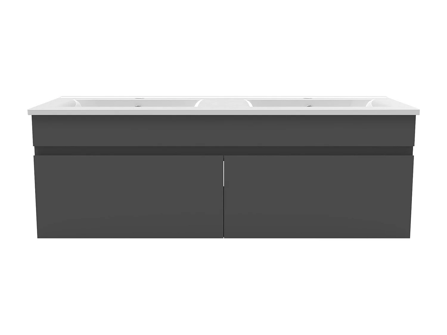 AICA Ensemble meuble Salle de Bain suspendu Anthracite avec 2 portes + double vasque en céramique, L x W x H：120x45x40cm