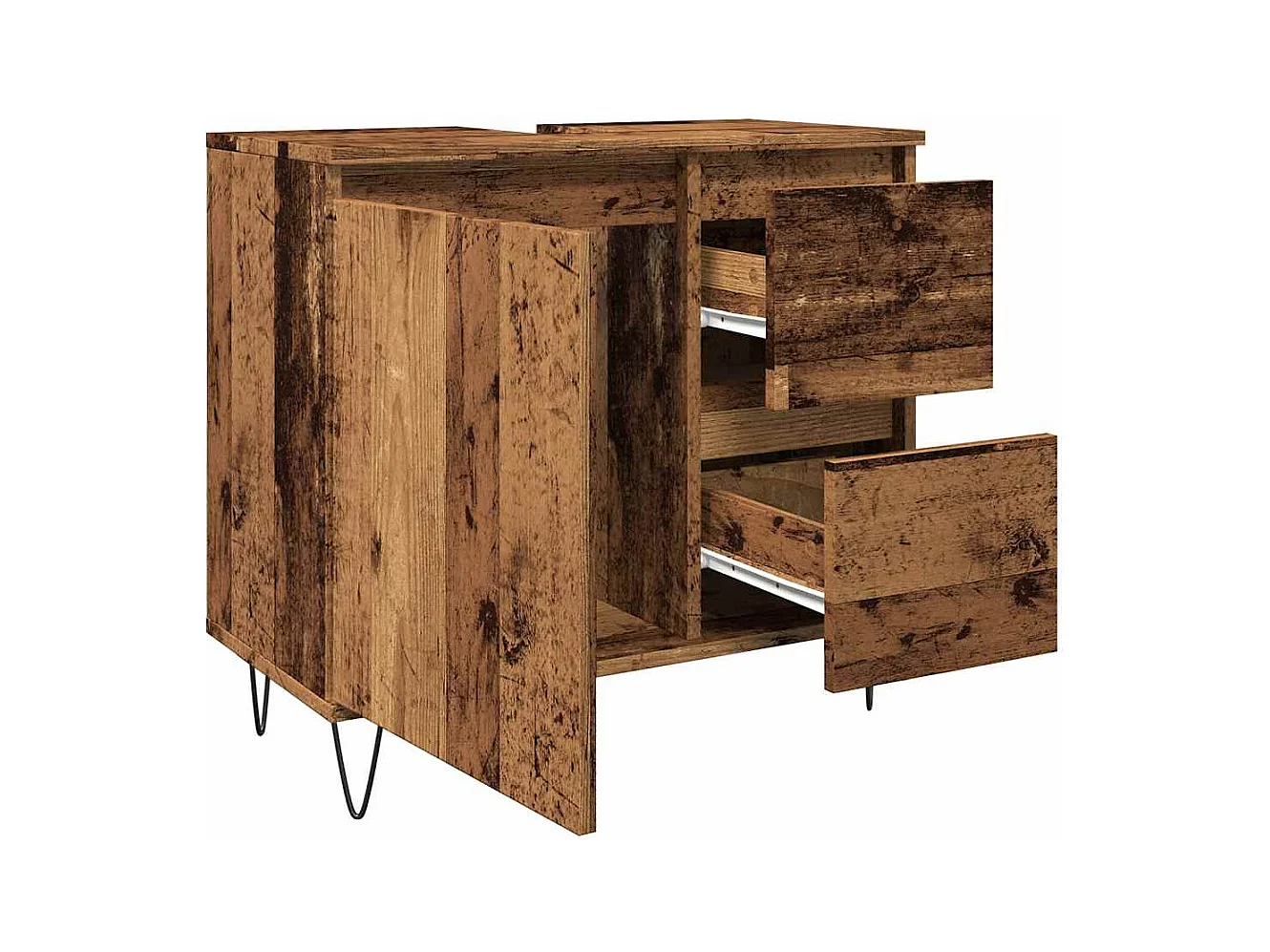 Badkamer wastafelkast oud hout 65x33x60 cm