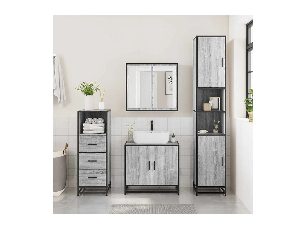 Armoire de salle de bain sonoma gris 35x37,5x100 cm