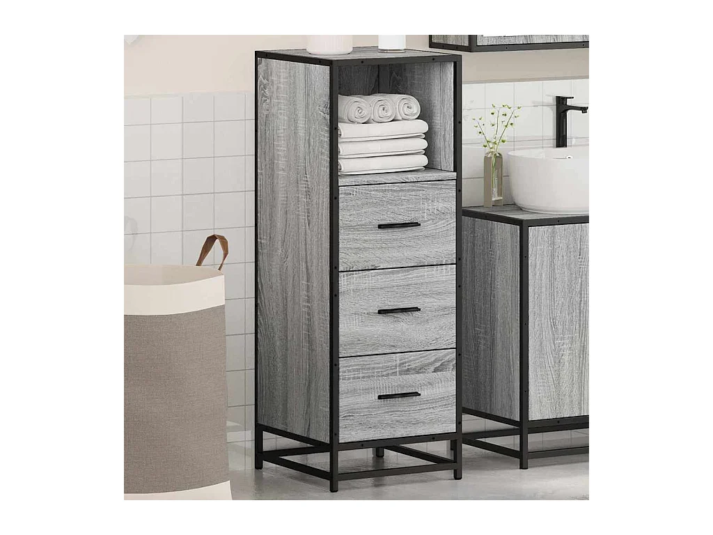 Armoire de salle de bain sonoma gris 35x37,5x100 cm