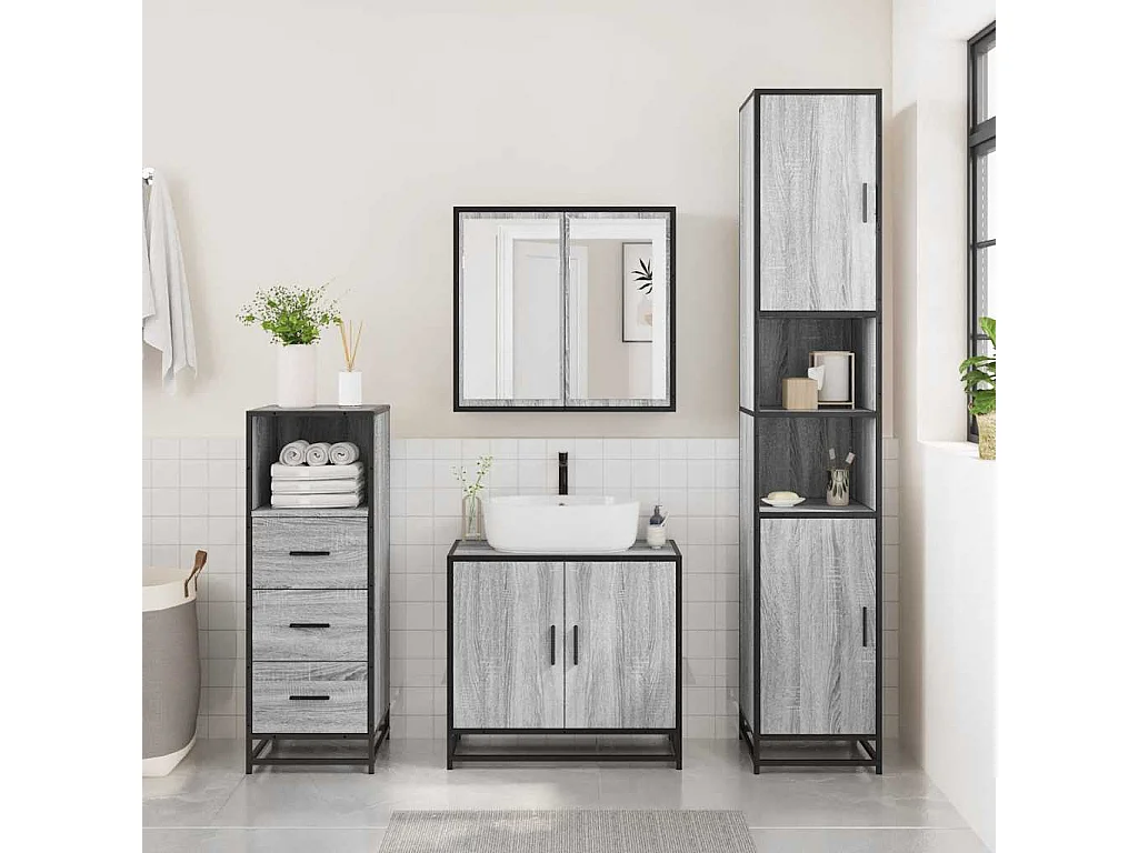 Armoire de salle de bain sonoma gris 35x37,5x100 cm