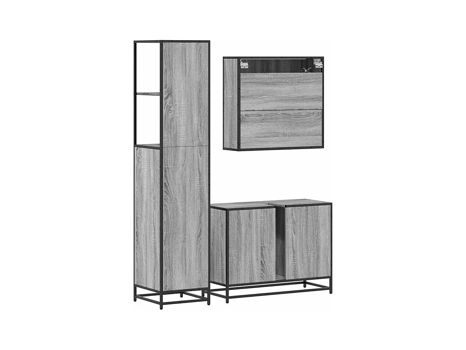 Ensemble de meubles de salle de bain 3 pcs Sonoma gris