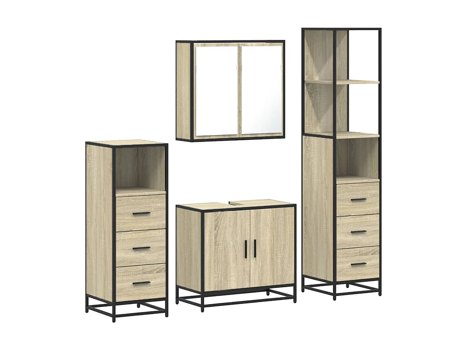 Ensemble de meubles de salle de bain 4 pcs chêne sonoma