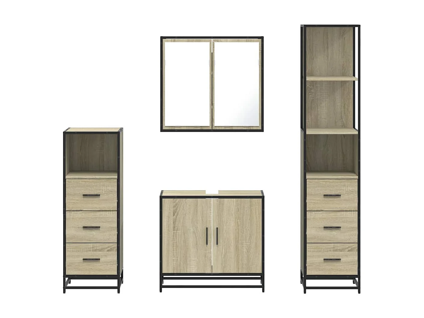 Ensemble de meubles de salle de bain 4 pcs chêne sonoma