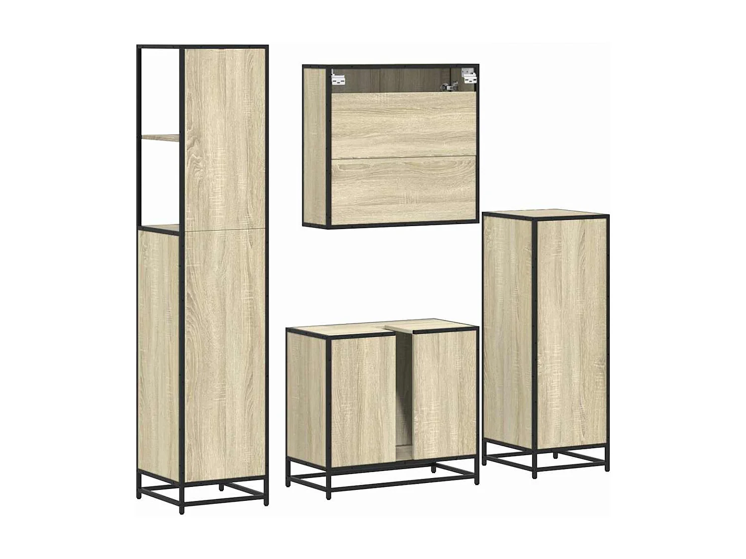 Ensemble de meubles de salle de bain 4 pcs chêne sonoma
