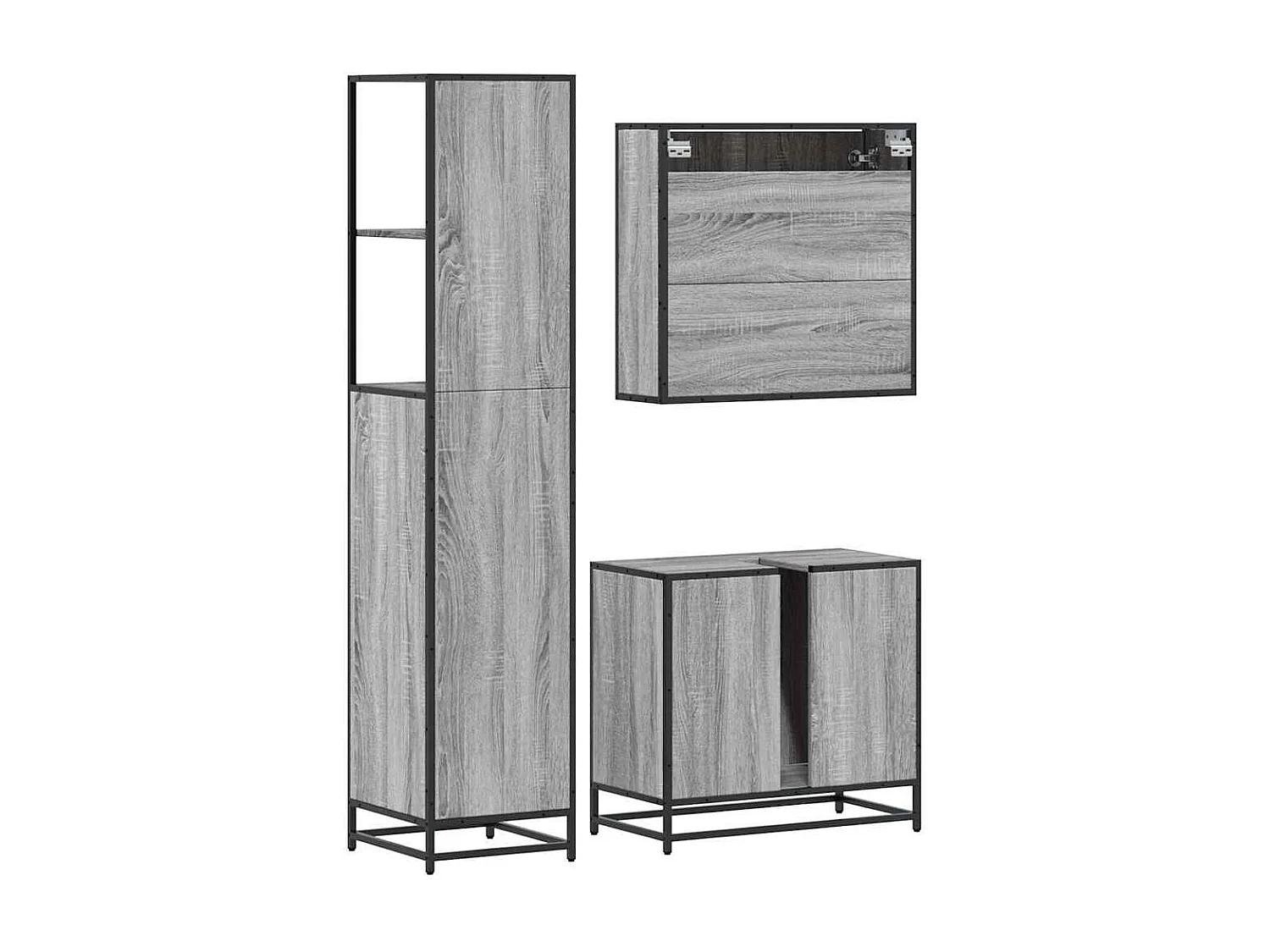 Ensemble de meubles de salle de bain 3 pcs Sonoma gris