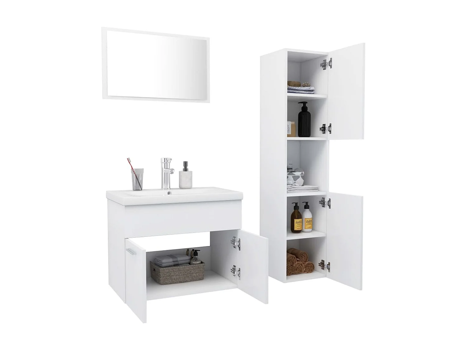 Ensemble de meubles de salle de bain blanc bois d'ingénierie