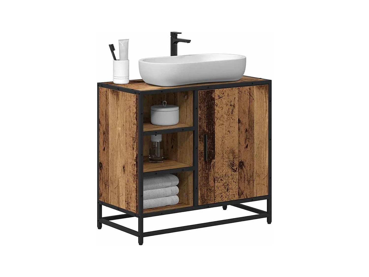 Badkamerwastafelkast antiek hout 65 x 33 x 60 cm