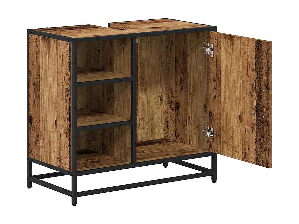 Meuble de Lavabo de Salle de Bain Bois ancien 65 x 33 x 60 cm