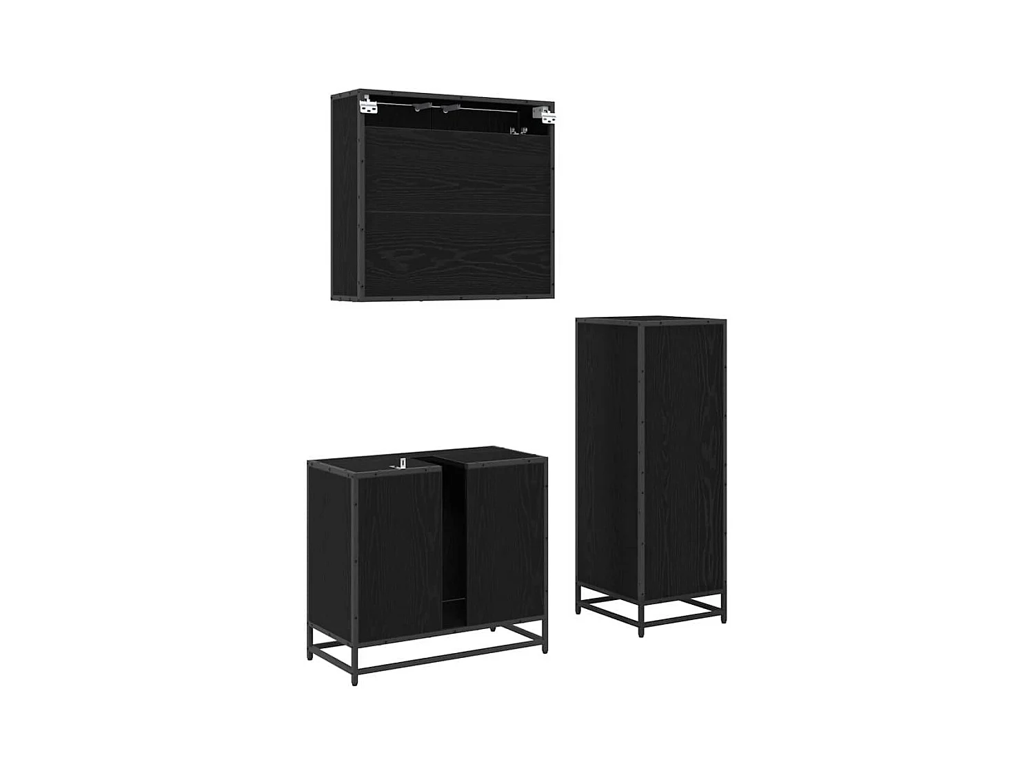 Set di mobili da bagno 3 pezzi Rovere nero