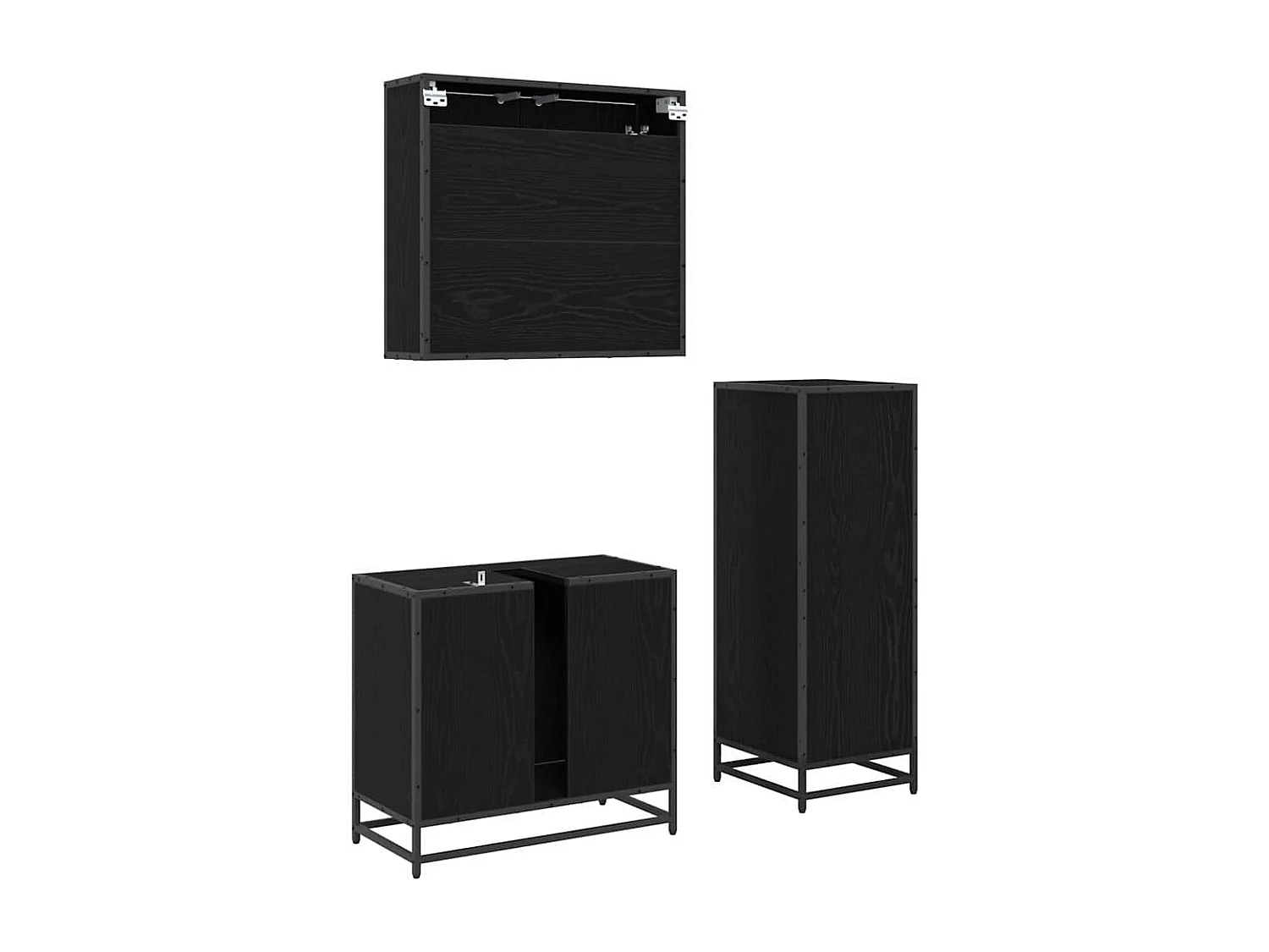 Set di mobili da bagno 3 pezzi Rovere nero