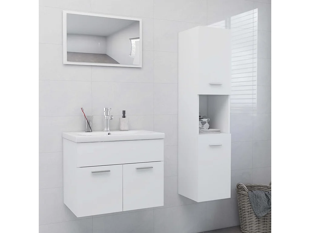 Ensemble de meubles de salle de bain Blanc Aggloméré