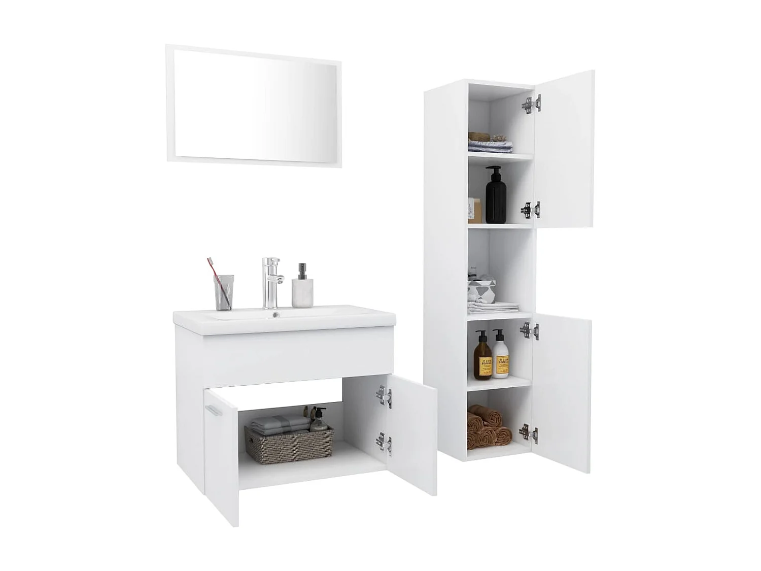 Ensemble de meubles de salle de bain Blanc Aggloméré