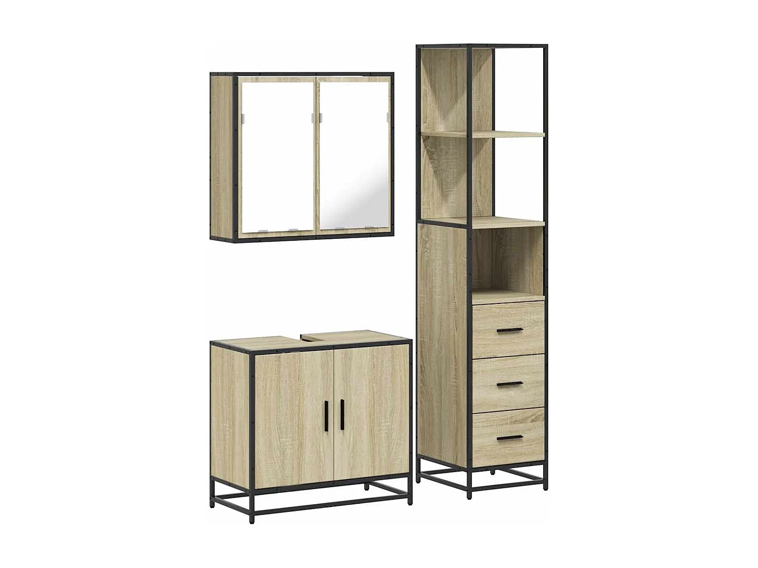 Ensemble de meubles de salle de bain 3 pcs chêne sonoma