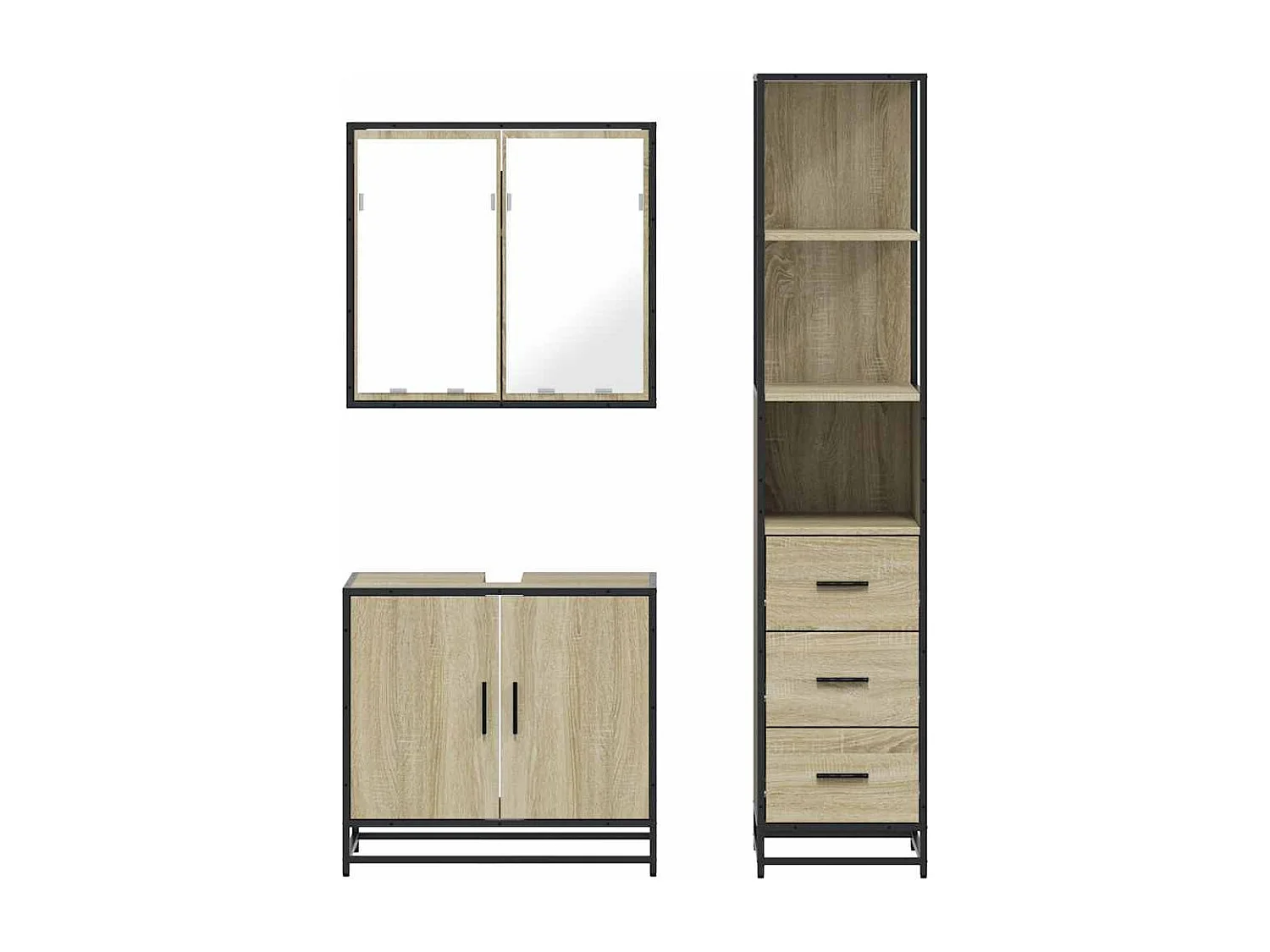 Ensemble de meubles de salle de bain 3 pcs chêne sonoma