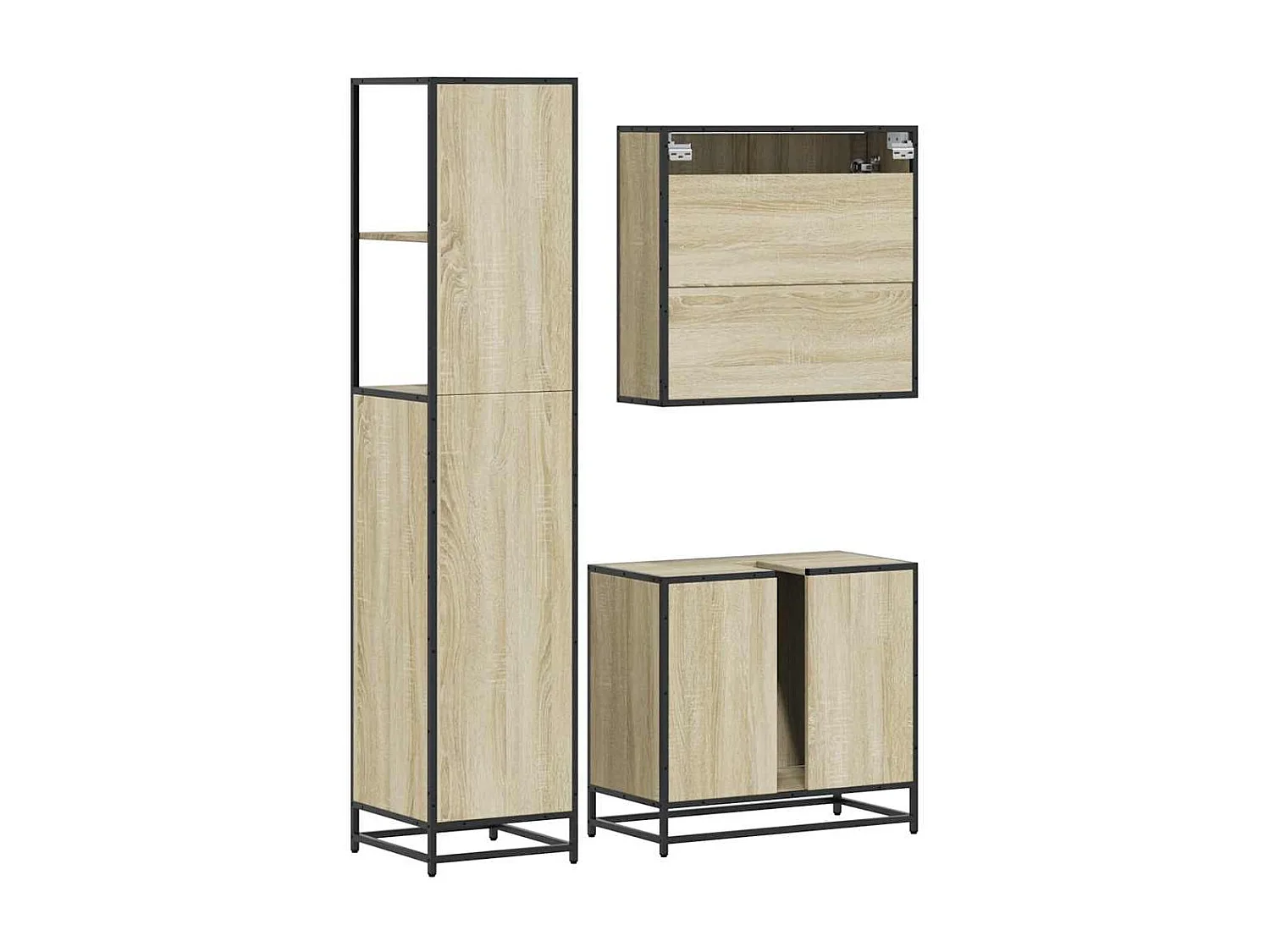 Ensemble de meubles de salle de bain 3 pcs chêne sonoma