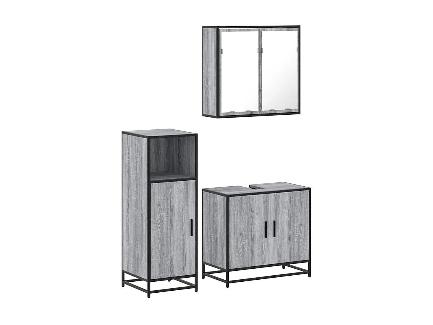 Ensemble de meubles de salle de bain 3 pcs Sonoma gris