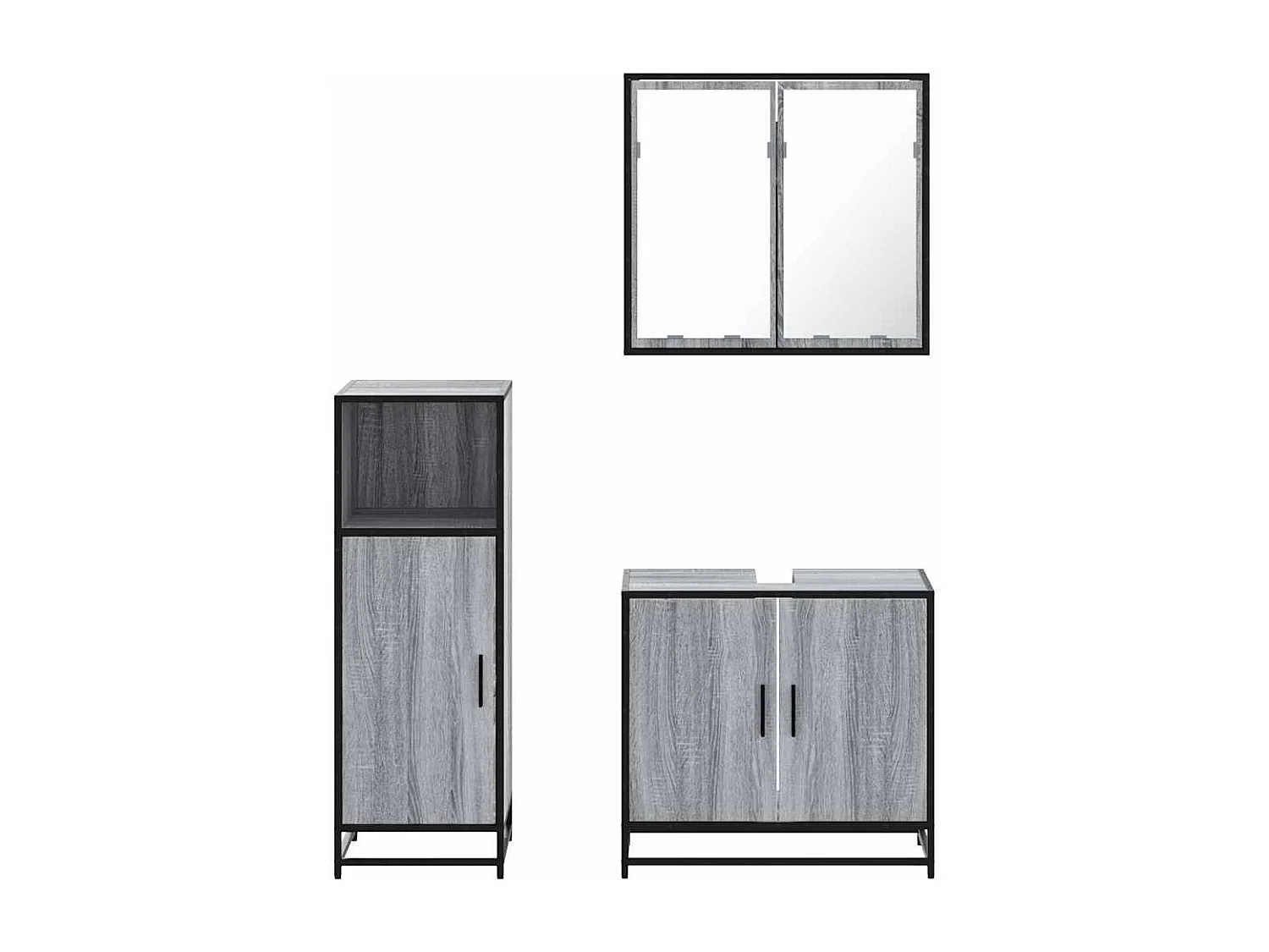 Ensemble de meubles de salle de bain 3 pcs Sonoma gris