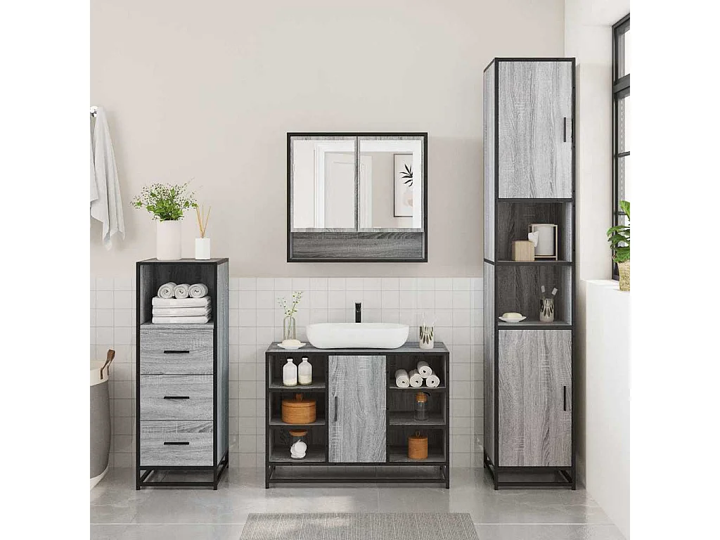 Set di mobili da bagno Sonoma Grey da 3 pezzi
