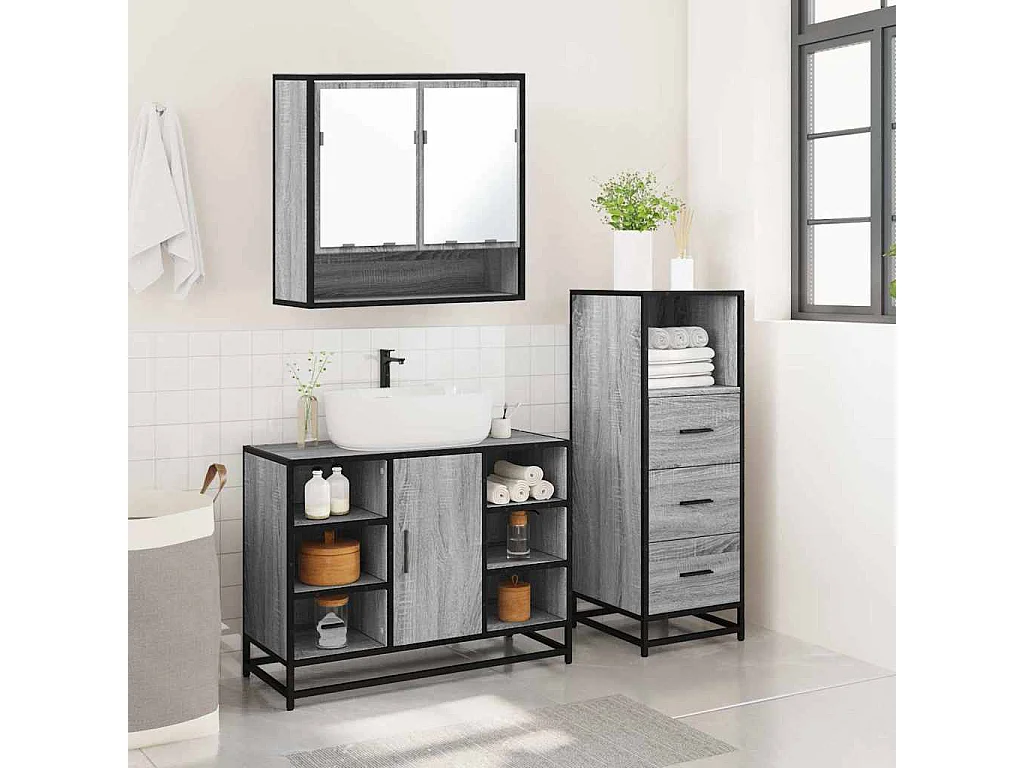 Set di mobili da bagno Sonoma Grey da 3 pezzi