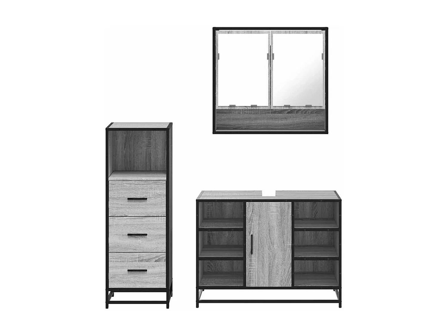 Set di mobili da bagno Sonoma Grey da 3 pezzi