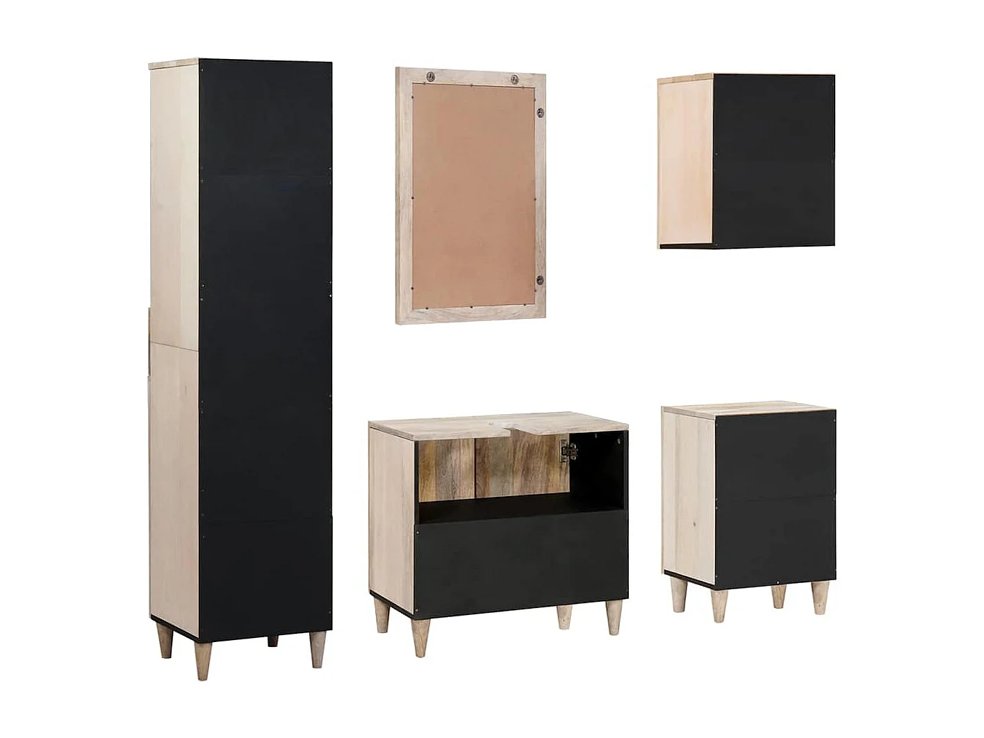 Ensemble de mobilier de salle de bain avec tiroir 5 pcs Blanc