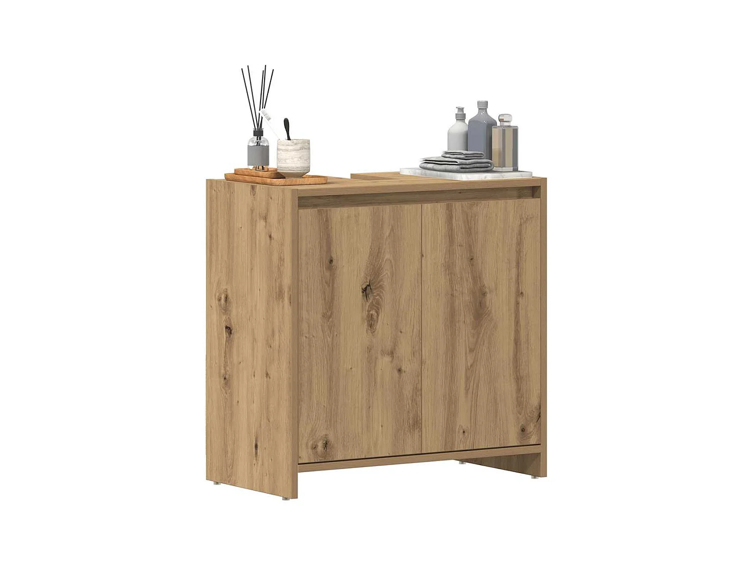 Badkamer wastafelmeubel, handgemaakt eikenhout, 60x33x60 cm