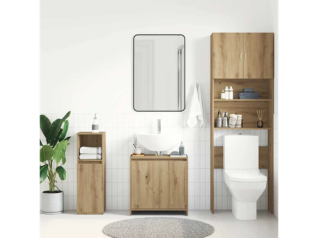 Armoire lavabo de salle de bain chêne artisanal 60x33x60 cm