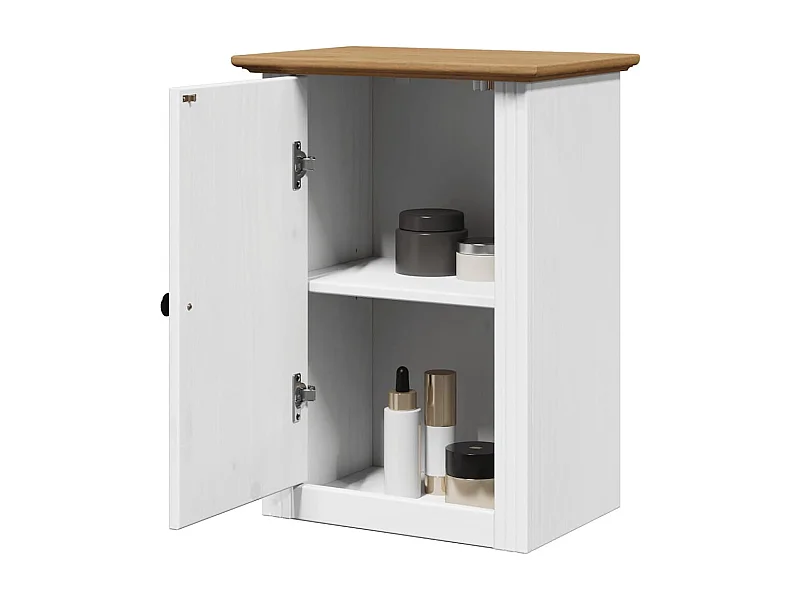 Armoire murale de salle de bain BODO blanc et marron 44x30x60cm