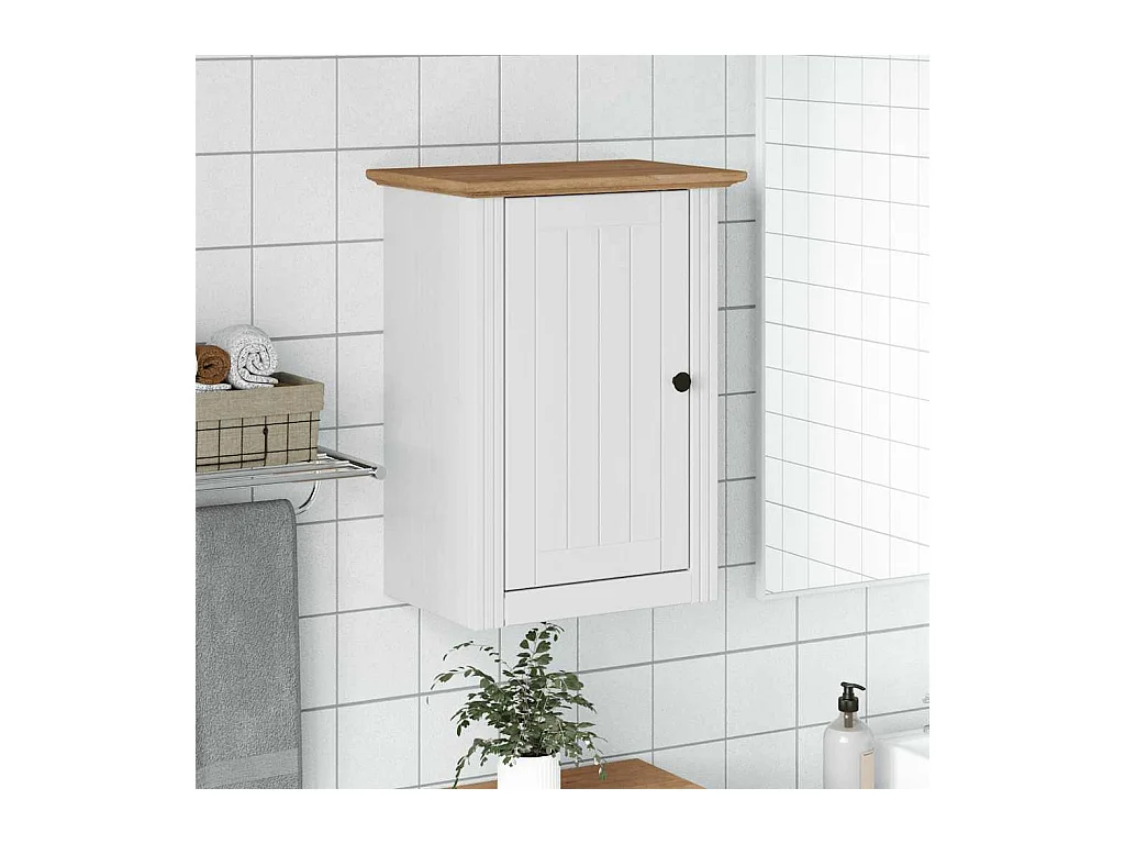 Armoire murale de salle de bain BODO blanc et marron 44x30x60cm