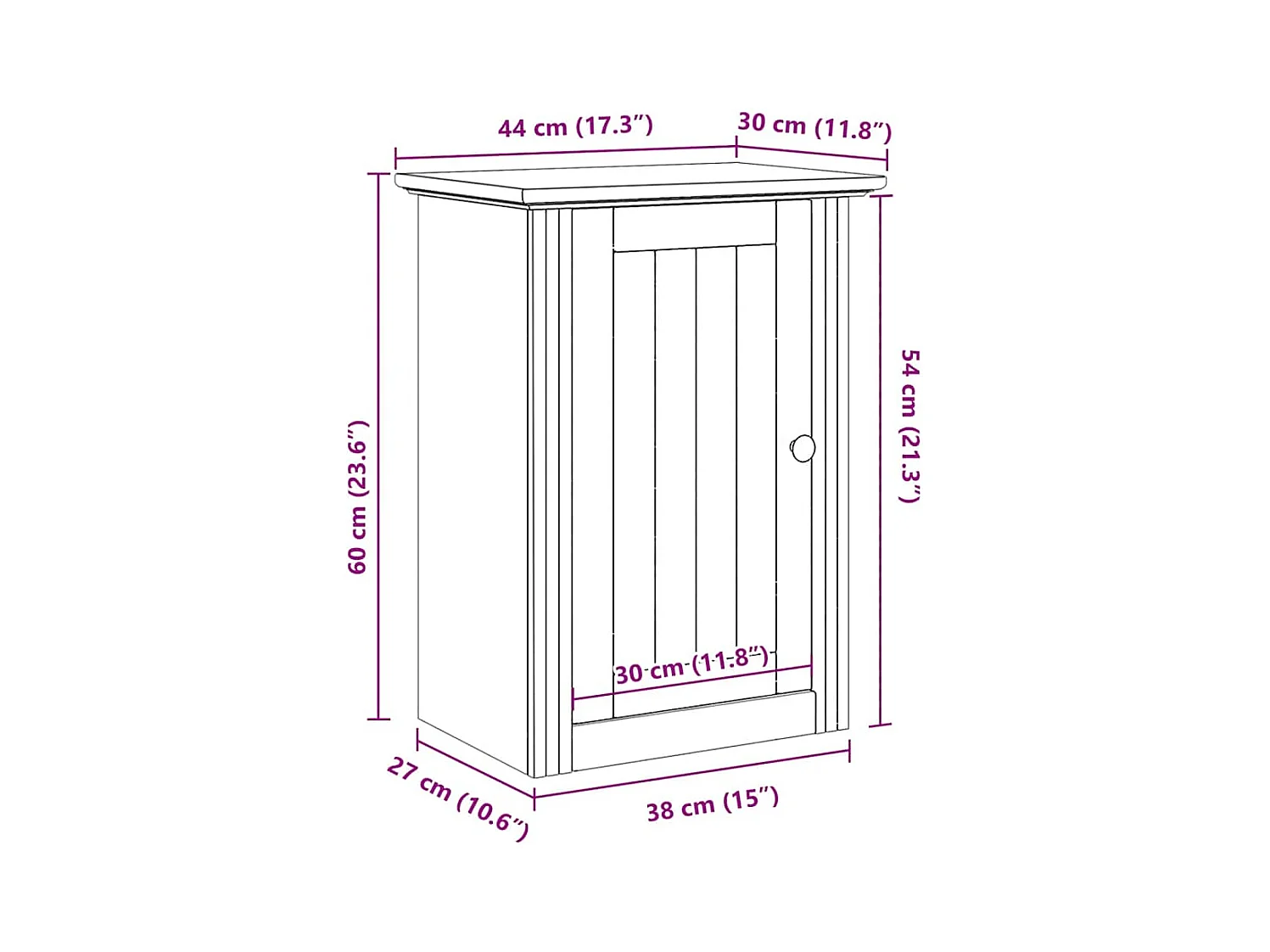 Armoire murale de salle de bain BODO blanc et marron 44x30x60cm