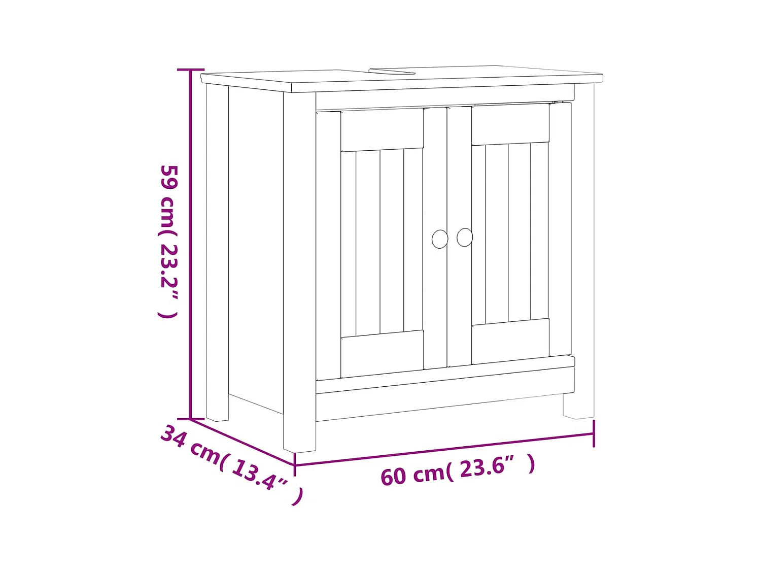 Meubles de salle de bain 2 pcs BERG blanc bois de pin massif