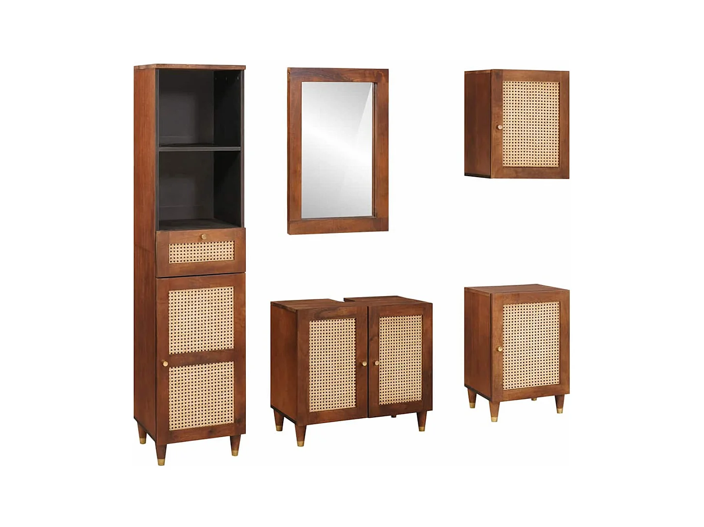 Mobilier de salle de bain avec tiroir 5 pcs 38 x 33 x 160 cm