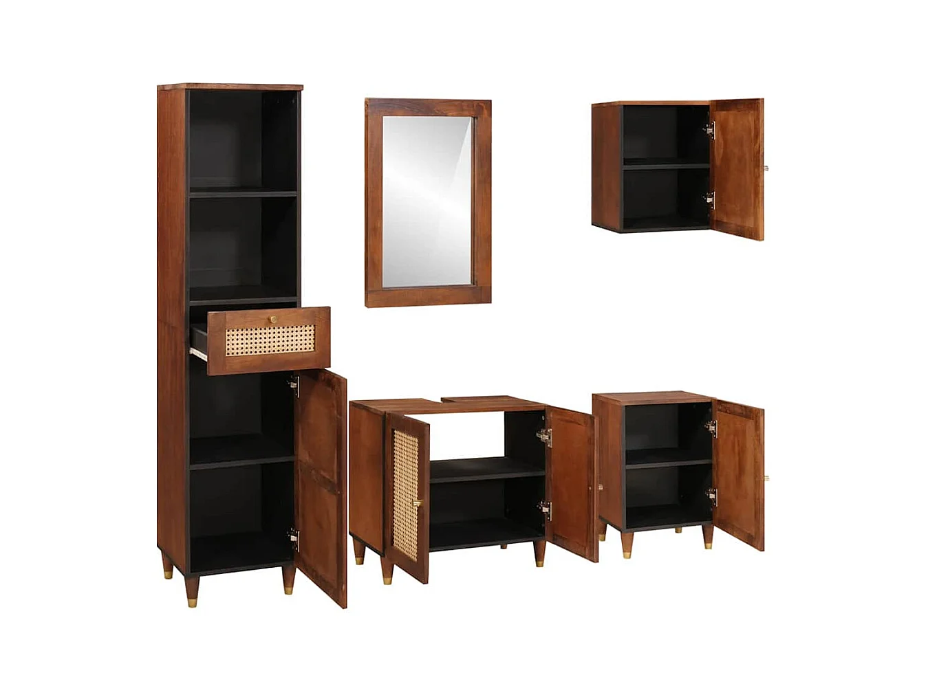 Mobilier de salle de bain avec tiroir 5 pcs 38 x 33 x 160 cm