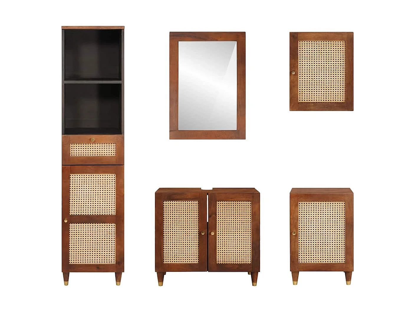 Mobilier de salle de bain avec tiroir 5 pcs 38 x 33 x 160 cm