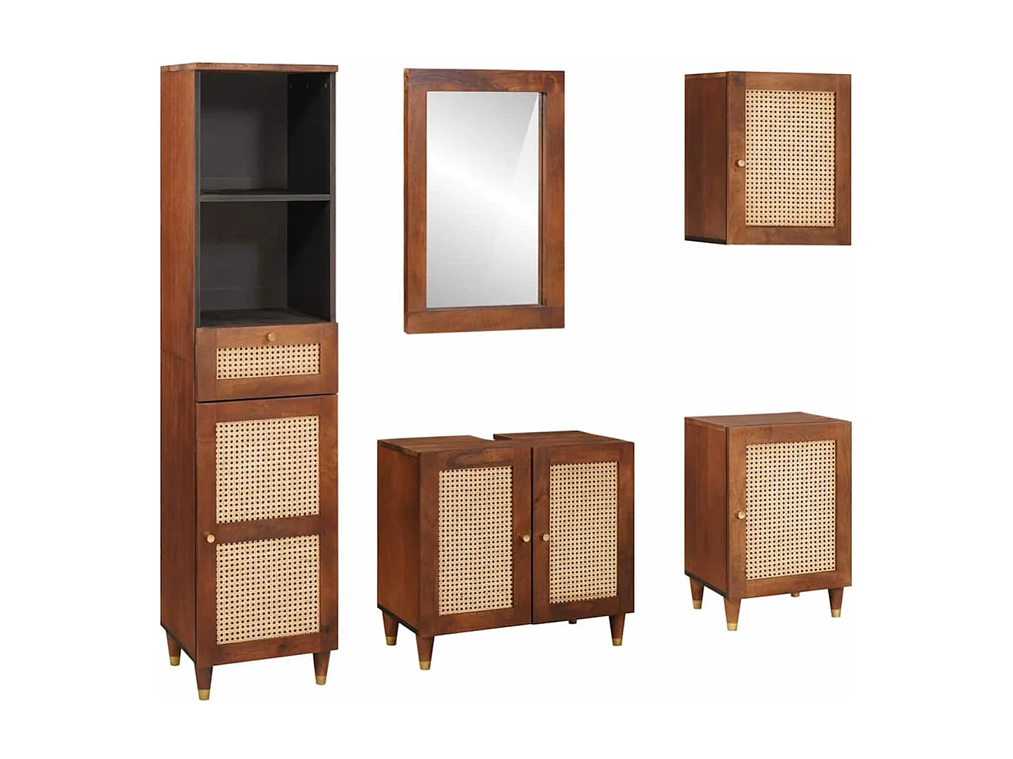 Mobilier de salle de bain avec tiroir 5 pcs 38 x 33 x 160 cm