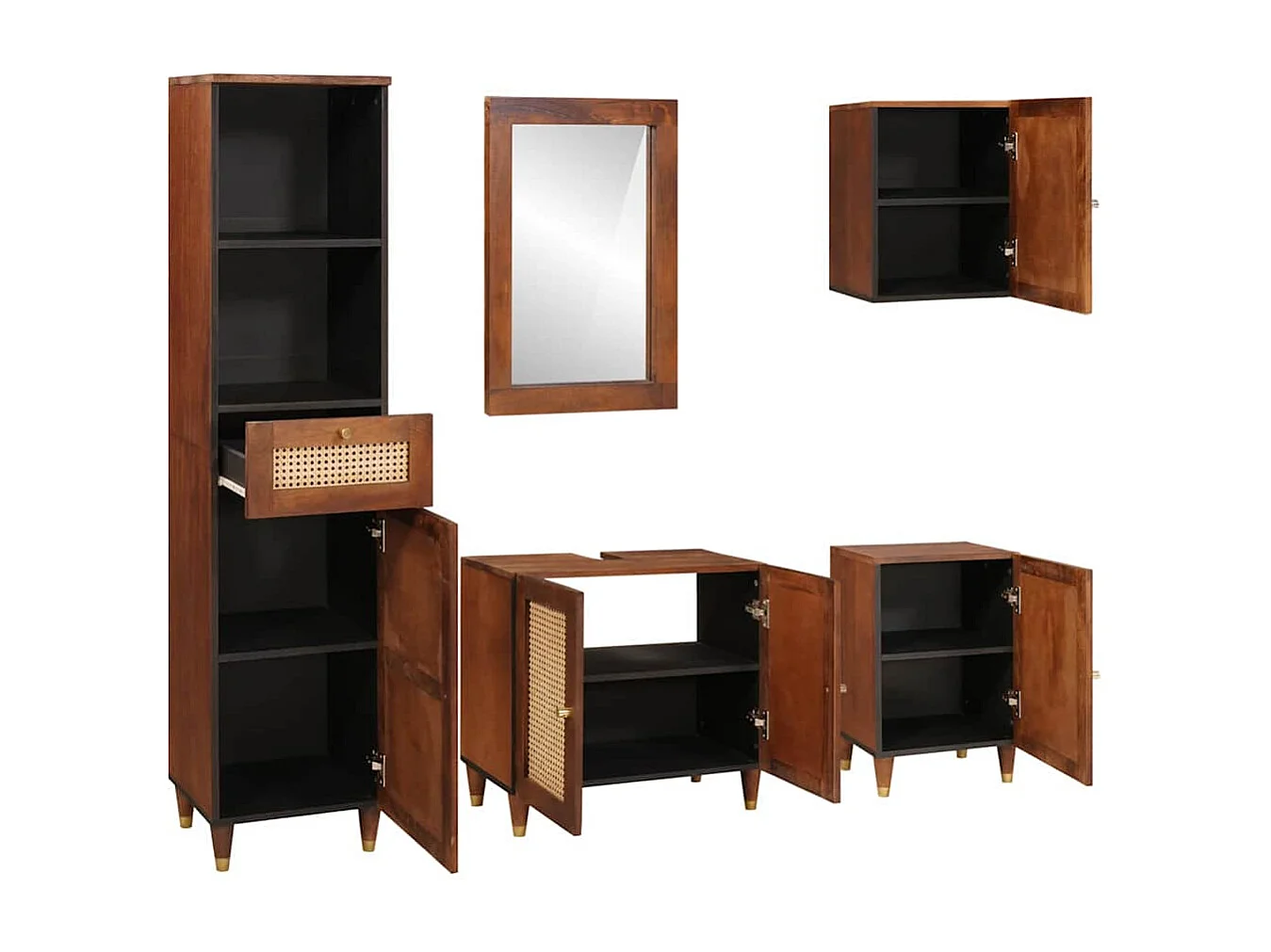 Mobilier de salle de bain avec tiroir 5 pcs 38 x 33 x 160 cm